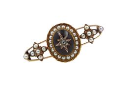 Antike Brosche 18K Perlen Amethyst Diamant Rosen *S867