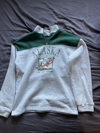 Sweatshirt Alaska grau grün Grösse M