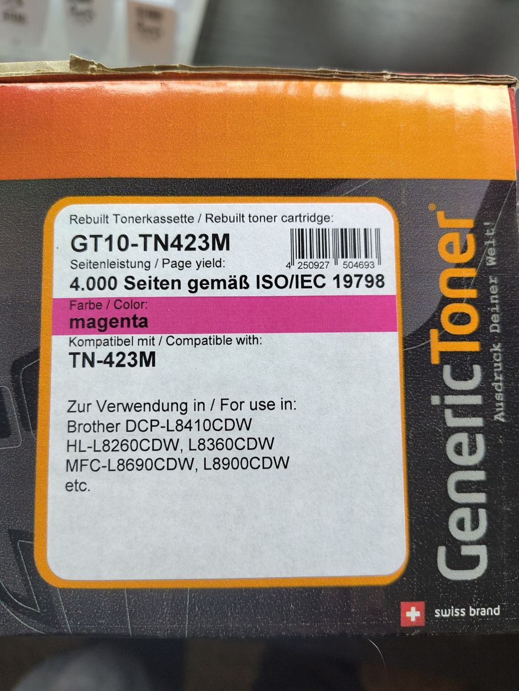 Brother Cartucce per stampanti & toner: Rebuilt Generic Toner GT10-TN423M magenta – Usato da Wiedlisbach venduto da Kosolov 1