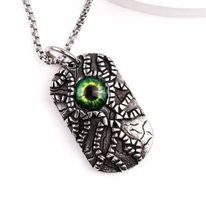 Stainless Steel Green Eye Necklace Pendant Men Jewelry Gift