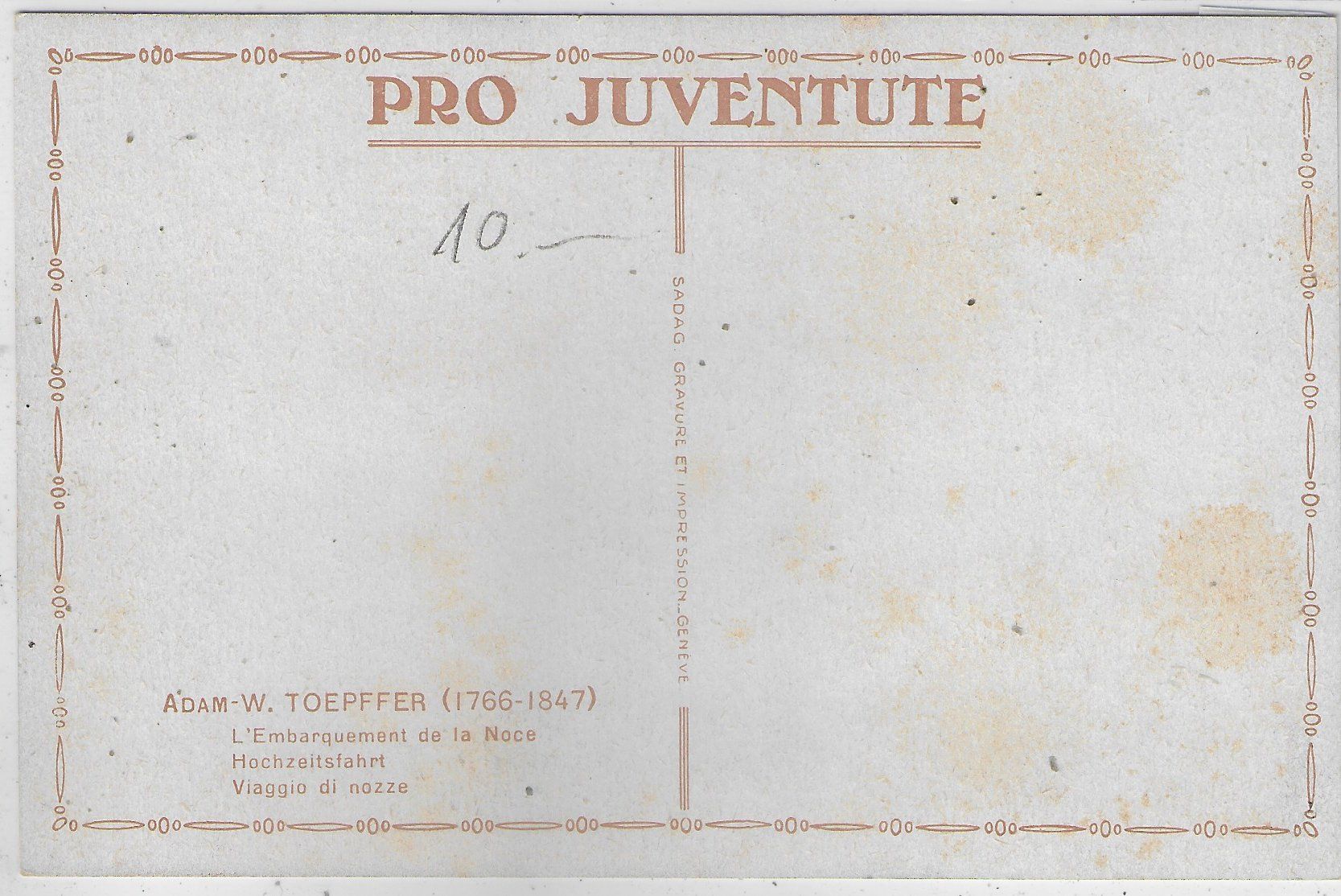 Cartoline postali: Pro Juventute - Hochzeitsfahrt - Adam-W. Toepffer – Usato da Ettingen venduto da Kartenplanet 1