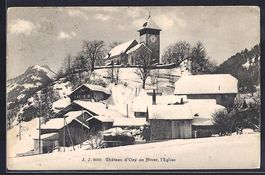 AK Château d'Oex, l'Eglise en Hiver