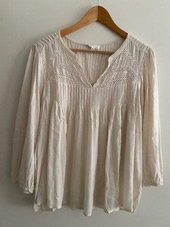 MAISON 123 Blouse crème brodée ajourée viscose t.40 - neuve
