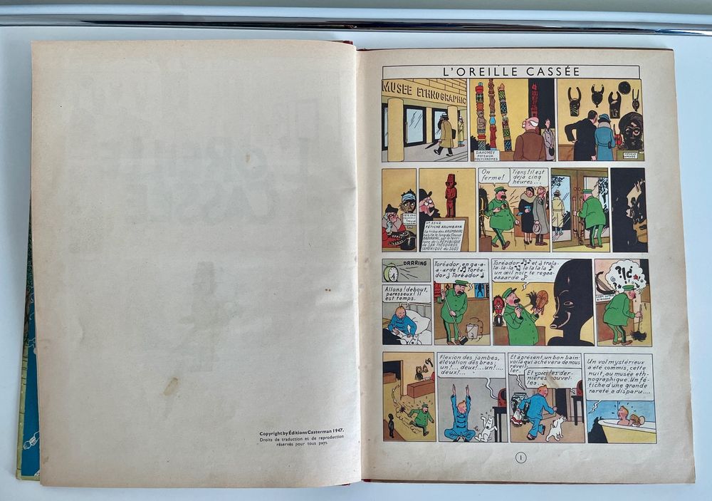 Tintin "L'Oreille Cassée", Ausgabe von 1950, Top Zustand! 2