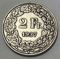 2 Franken - stehende Helvetia - 1937  B (Silber .835)