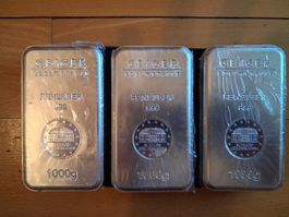 Geiger Edelmetalle 1000g Silberbarren neu 3Stk