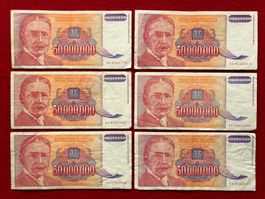 Belgrad 1993 - Jugoslawien - 6 x 50000000 Dinara - PUPIN