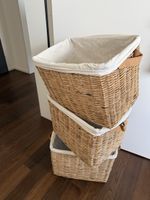 3 Flechtkörbe Rattan mit Stoffeinsatz neuwertig