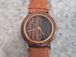 Armbanduhr unisex Holz Uhr Quarz Watch Lederarmband