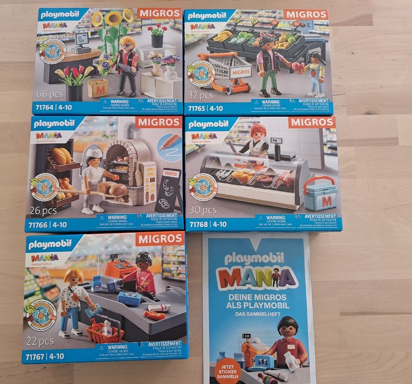 Lot De 5 Figurines Playmobil 'Migros Mania' édition Limitée Suisse - Références 71764 à 71768