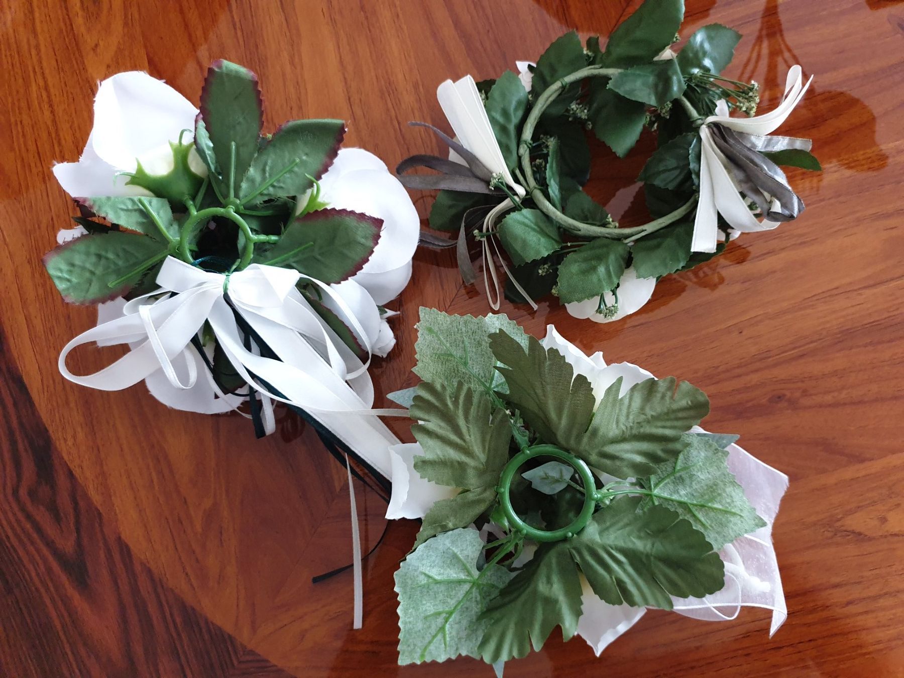 Alle Dekorationen: 3 dekorative Kerzenringe - weisse Blüten – Gebraucht aus Tuggen von Mviola2 7