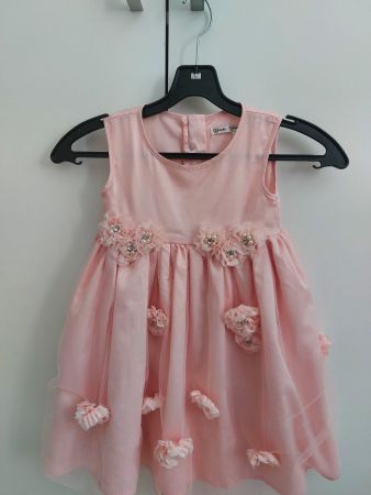 Sommerliches Festkleid, Gr. 92/98, rosa, Tüll, Blumen