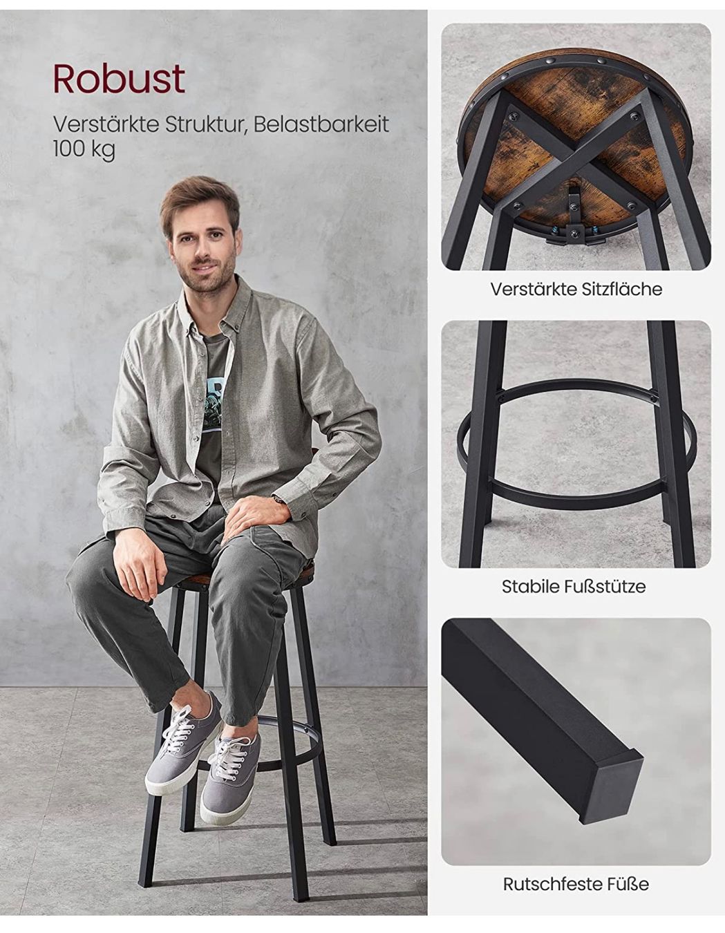 Sgabelli: + VASAGLE Barhocker, 2er Set, Barstühle, Küchenstühle – Nuovo e nell'imballaggio originale da Amriswil venduto da JaJa-Express 3