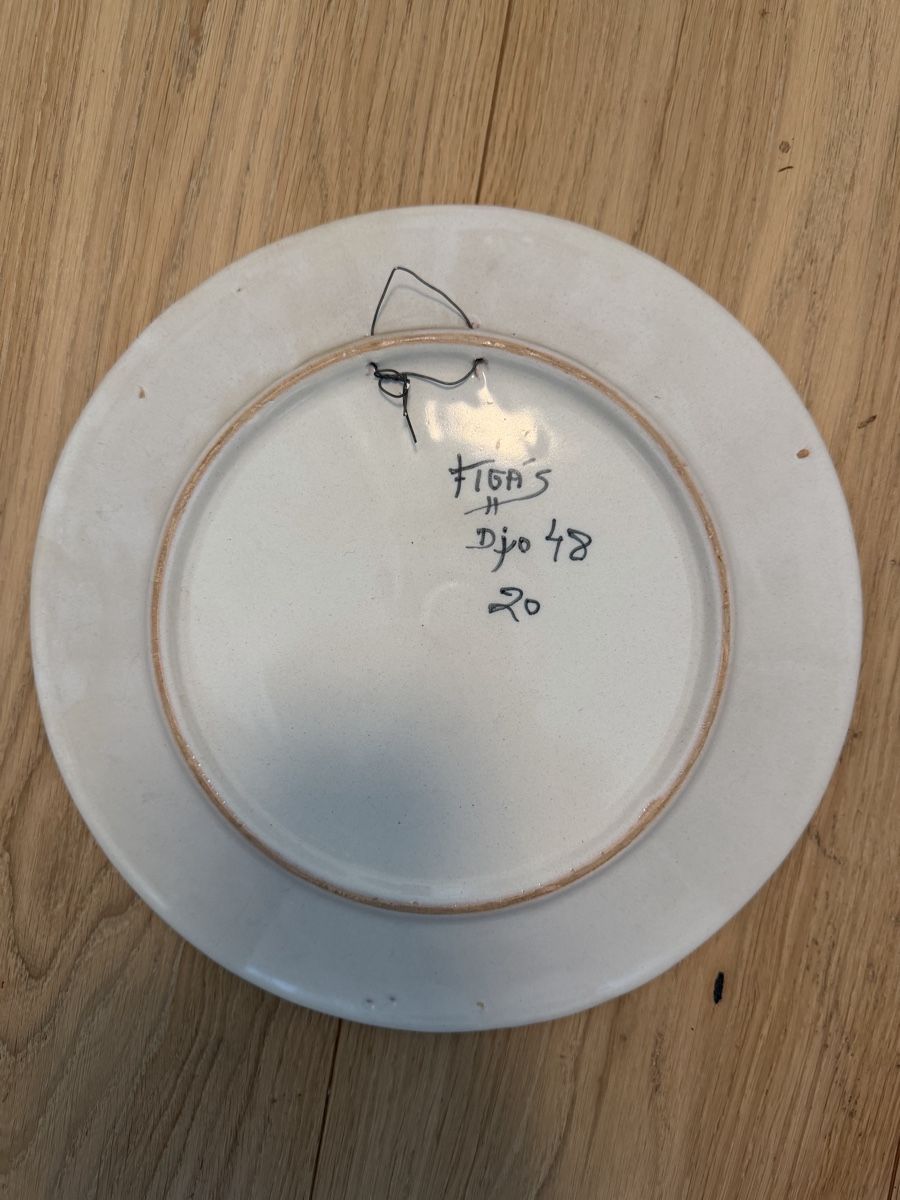 Teller: Vintage Figas Keramik Wandteller, Djo 48, Handbemalt – Gebraucht aus Horn von HanSolo. 2