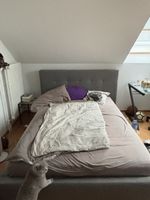 Doppelbett gepolstert grau 140x200cm