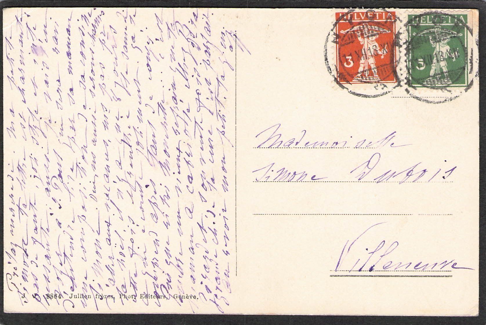 Cartoline postali: ,La Nuit à Nyon , 1918 – Usato da Reichenburg venduto da ibiza18 1