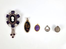 Vintage Schmuck-Set | 1 Brosche & 4 Anhänger