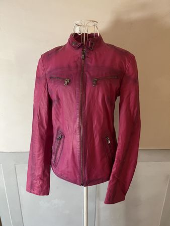Lederjacke in Violett/Rosa, Grösse L