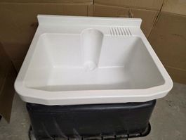 Waschbecken Spülbecken Lavabo Romay, weiss marmoriert