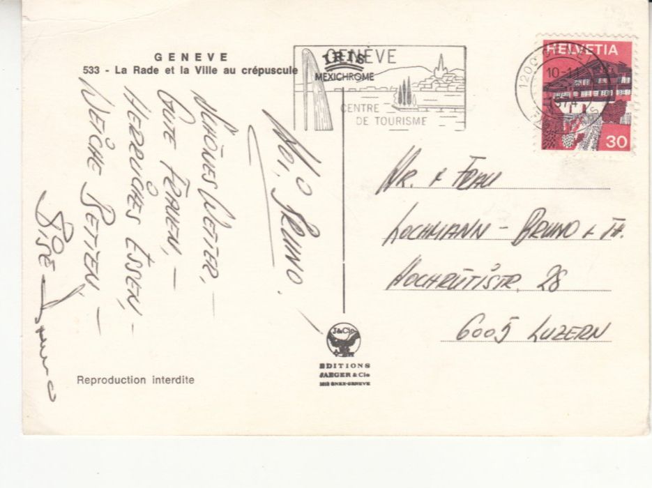 Ansichtskarten: Genève 1974 – Gebraucht aus Bürglen TG von StampGraf 1
