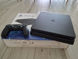 Sony PS4 Slim 500 GB Jet Black + Controller + OVP – sehr gut