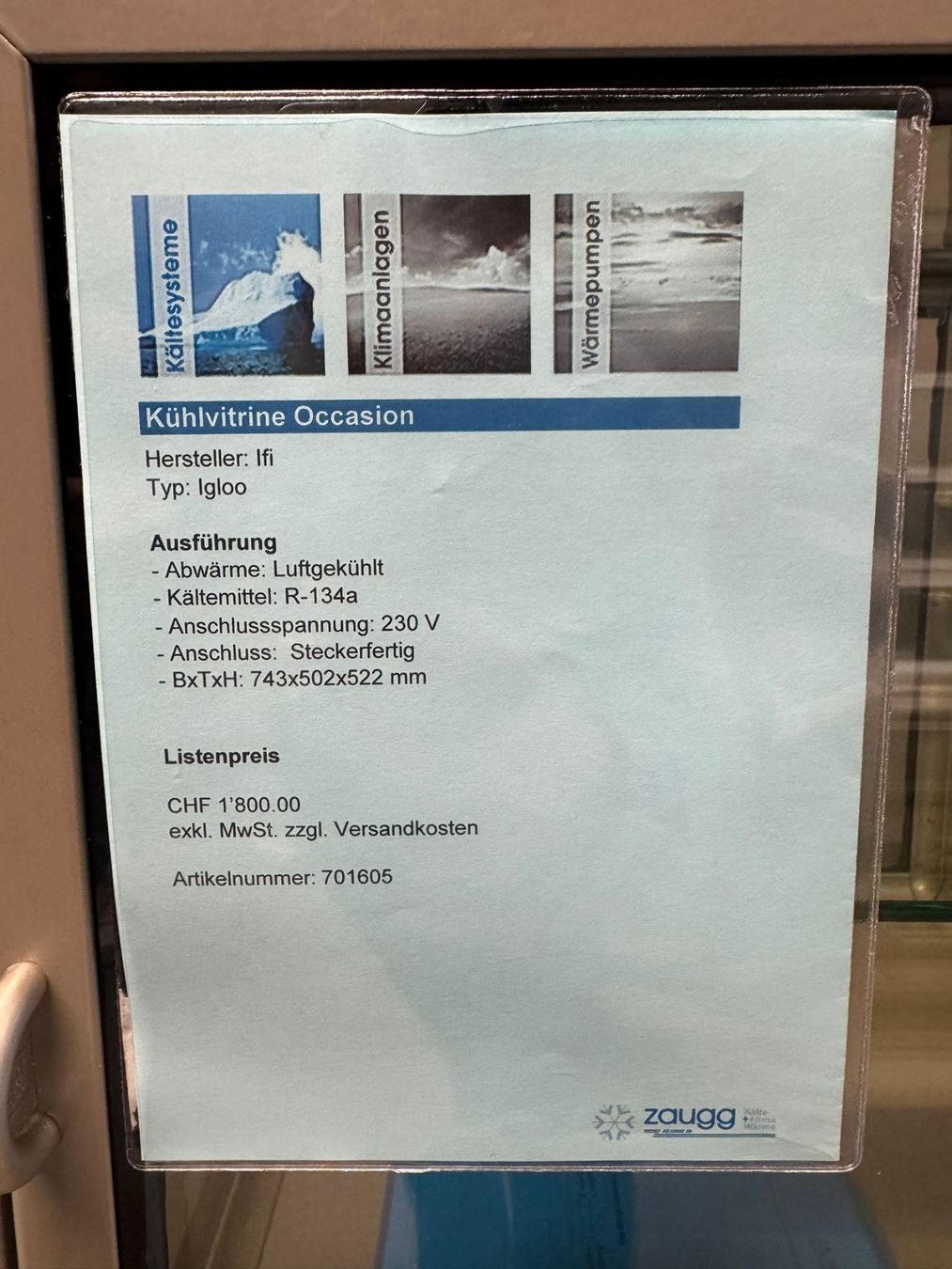 Vitrinen: Tischkühlvitrine – Gebraucht aus Thun von Pascalhaenni 1