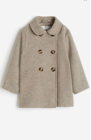 Süsser Mädchenmantel mit Wollanteil, Gr. 134, beige NEU