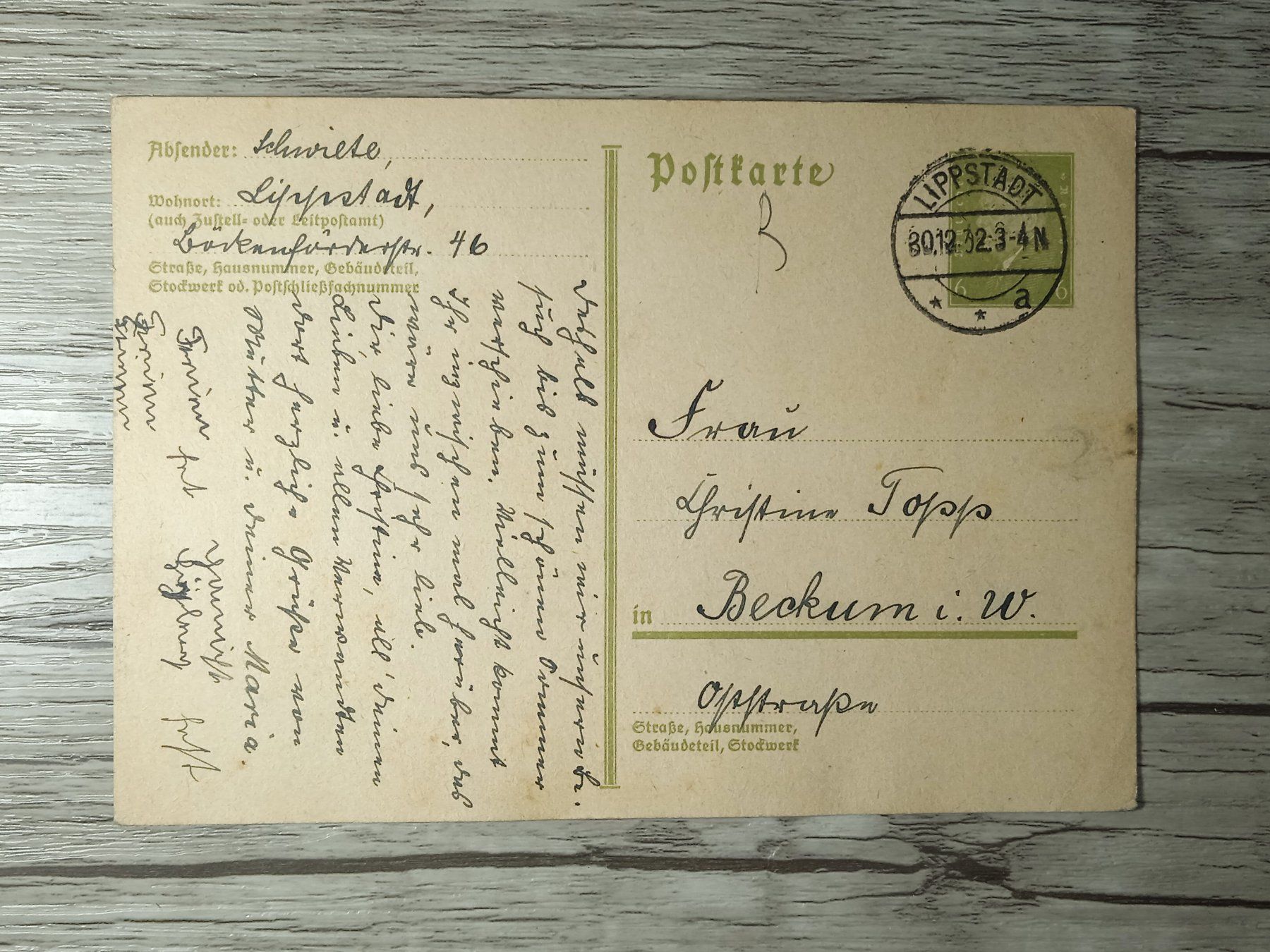 Tutti i francobolli: TR45 Carte Postale + Timbre Allemagne 1932 – Usato da Cousset venduto da Patrick_Collections