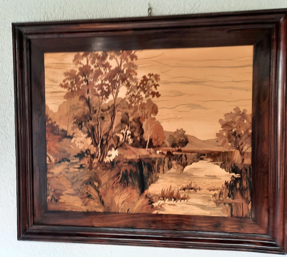 Foto & Immagini: Edles Intarsienbild, Holzkunst mit Rahmen, Herbstdeko – Usato da Eschenbach venduto da Alicekunst 4
