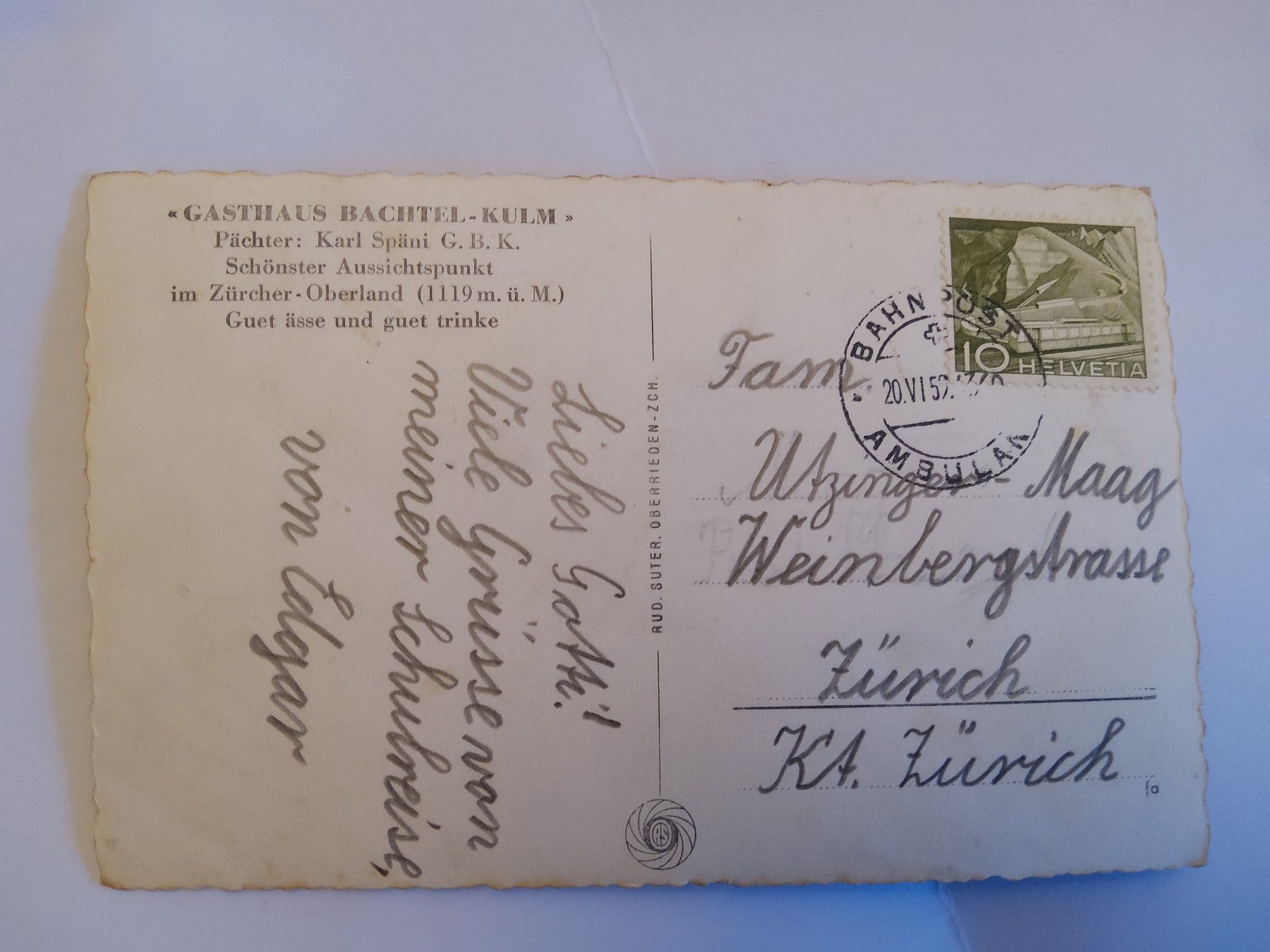 Cartoline postali: Bachtel Kulm – Usato da Bischofszell venduto da Joachim-115 1