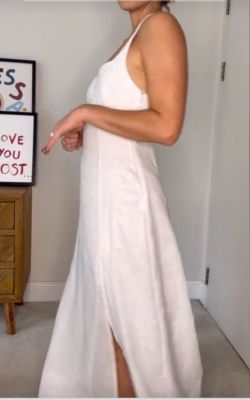 Zara Kleider: Zara Midi Leinenkleid in Weiss – Neu (gemäss Beschreibung) aus Meilen von Emma_321 1