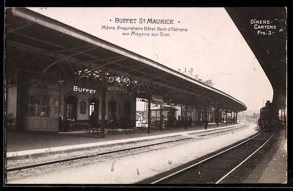 Cartoline postali: St. Maurice, la Gare, le Buffet sur la p – Usato da Berlin venduto da bartko-reher