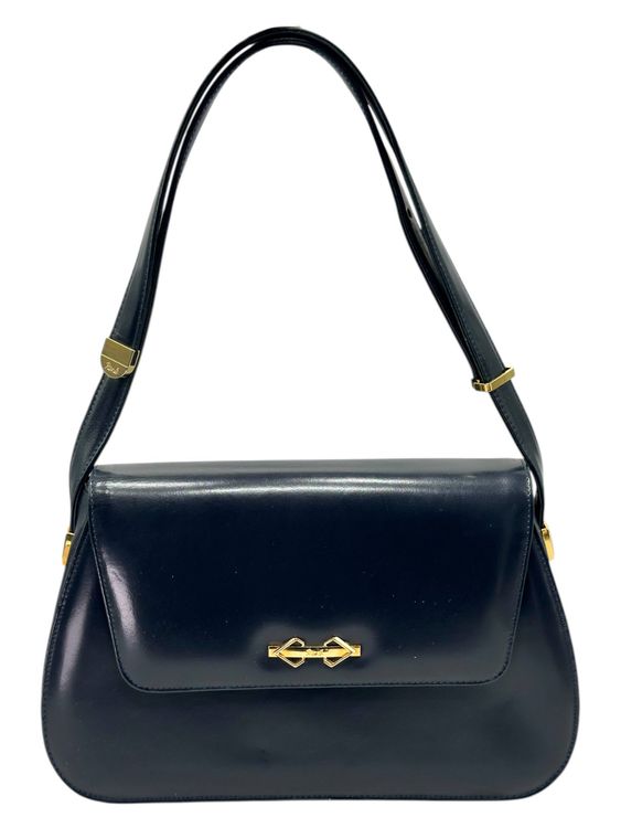 Sac à main de luxe vintage René en cuir noir, Italie Milano (D