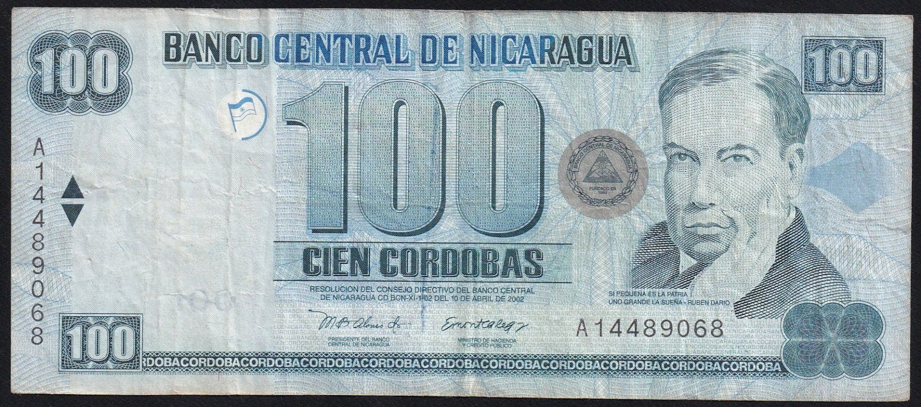 Banconote: Nicaragua 100 Cordobas 2002 – Usato da Brugg AG venduto da banknoten_muesli