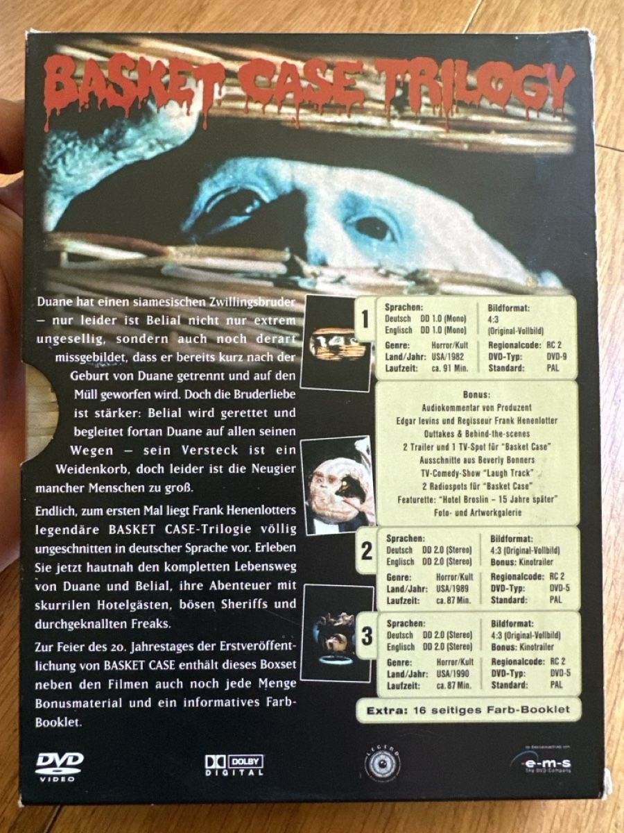 Tutti i DVDs: Basket Case Trilogie Uncut Box DVD – Usato da Benken ZH venduto da Audi-erich 1