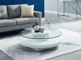 Table Basse RYHALI - Plateau pivotant - Verre trempé 