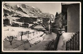 AK Wengen, Ortspartie im Schnee, 1937