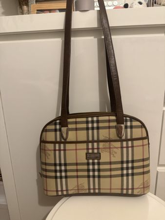 Burberry Handtasche Check Muster Leder braun guter Zustand