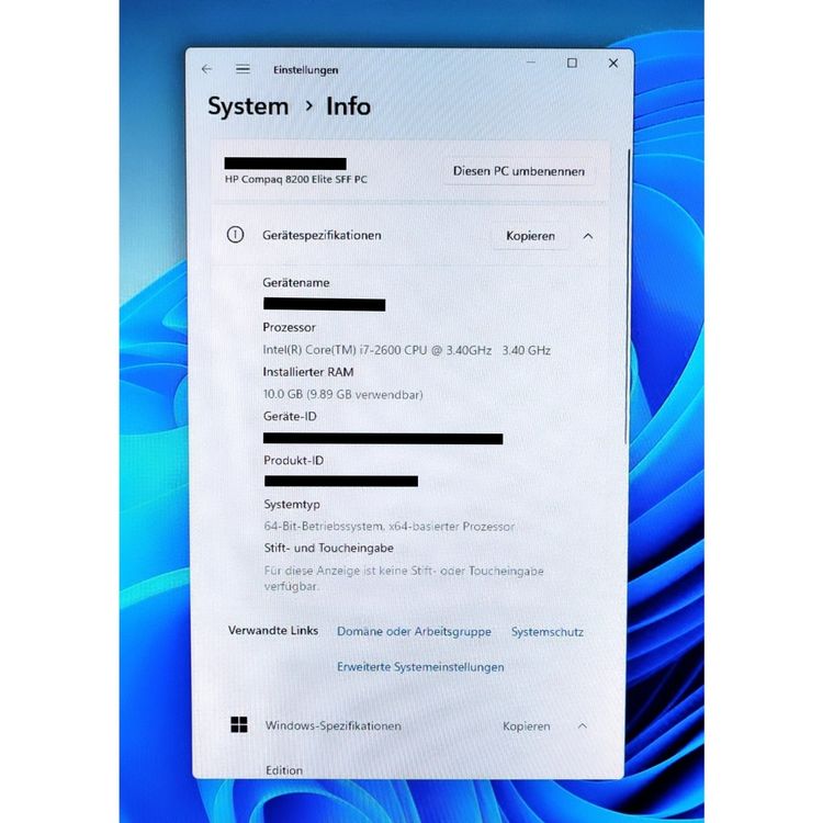 Windows 11 HP Compaq 8200 Elite SFF Office PC Kaufen auf Ricardo