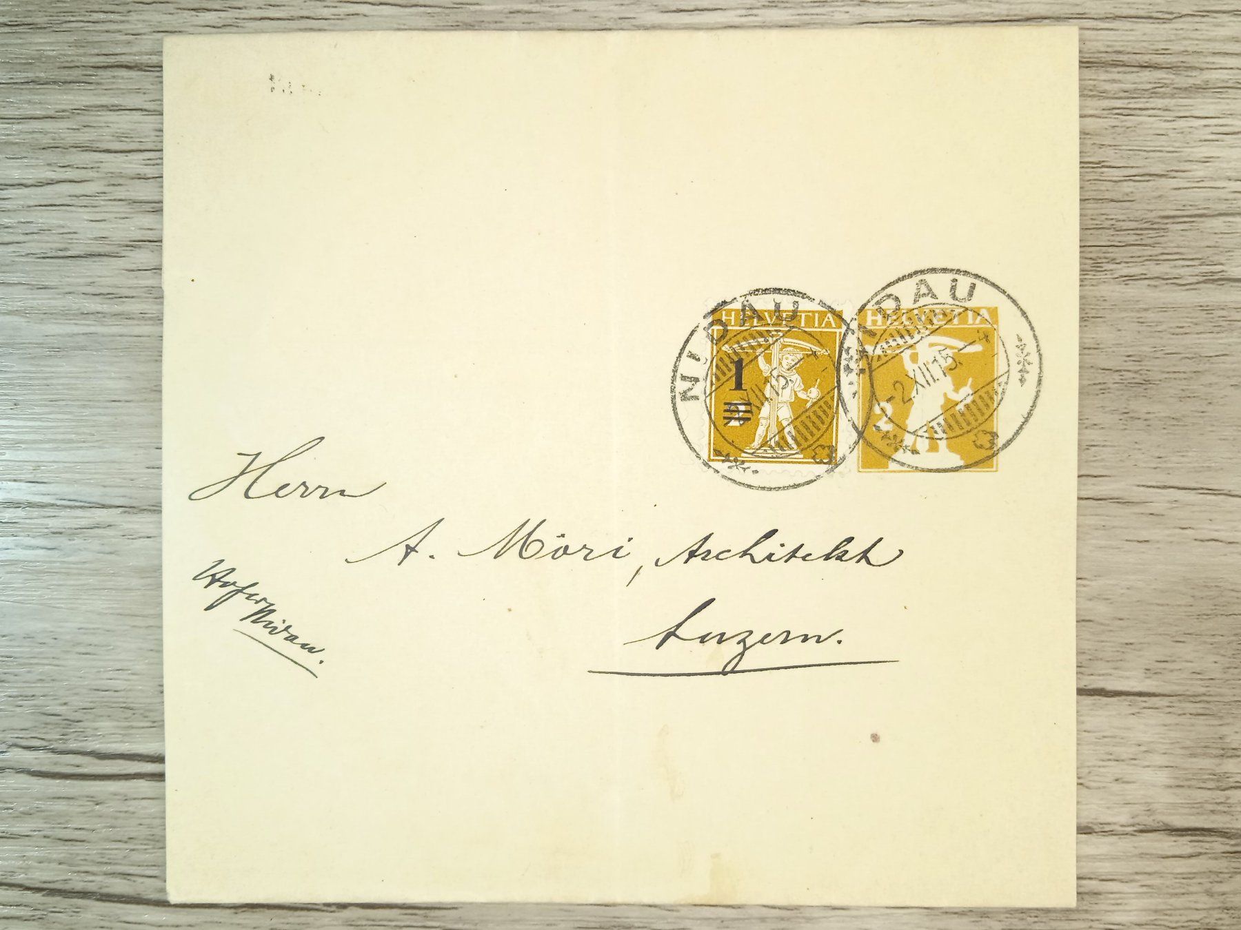 Tutti i francobolli: TR60 Document + Timbre Suisse 1915 – Usato da Cousset venduto da Patrick_Collections