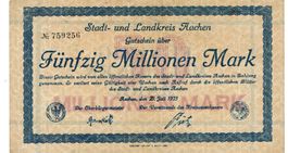 Aachen 50 Mil.Mark 20.07.1923 SS++-VZ
