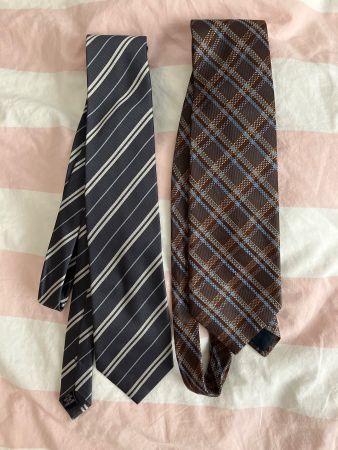 2 x Krawatte, Krawatten, Enrico Scala/Zara, gestreift, Karo