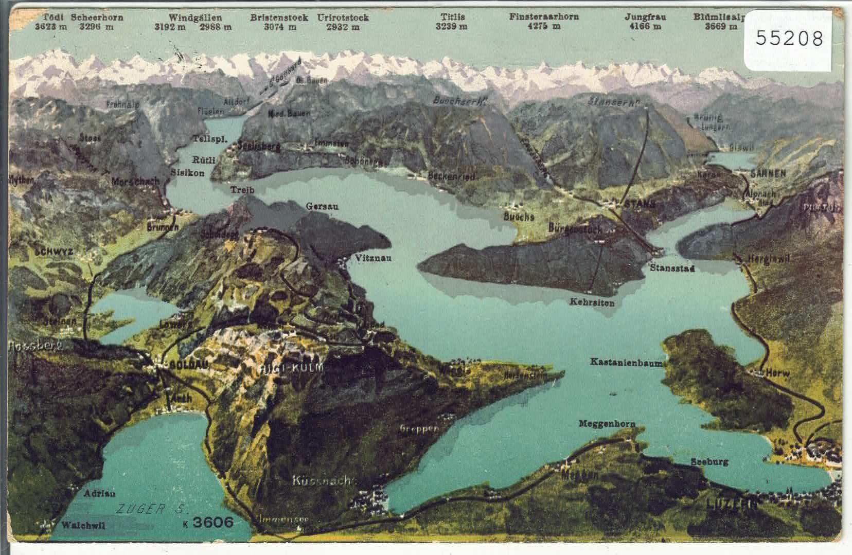 Cartoline postali: Rigi-Panorama mit Vierwaldstättersee - Litho – Usato da Ettingen venduto da Kartenplanet