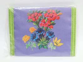 Vintage Portemonnaie Klettverschluss Brieftasche Alpenblumen