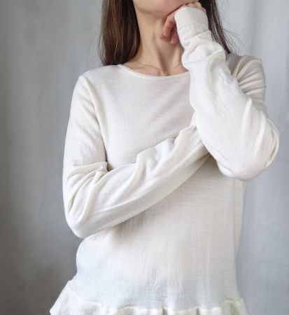 Beiger Pullover, 100% Schurwolle, Grösse L - Inner Mongolia