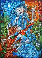 Veneration. Cubist painting Adrian Doni.