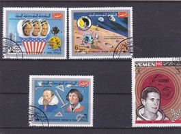 4 timbres YEMEN- 1969 - Apollo 8 obl.