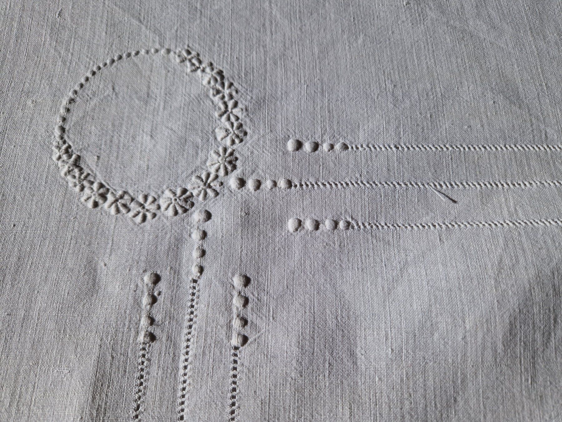 Biancheria da letto: Leinen Kissenbezug mit Monogramm MR – Usato da Bern venduto da Antikbatik 1