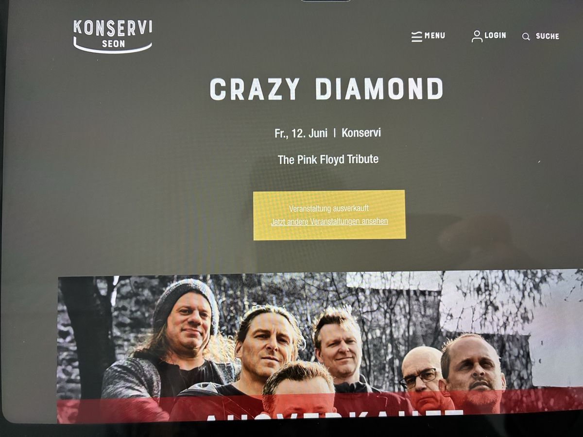 Tickets: Konzertticket Pink Floyd Cover Crazy Diamond – Neu und originalverpackt aus Seengen von Wielag