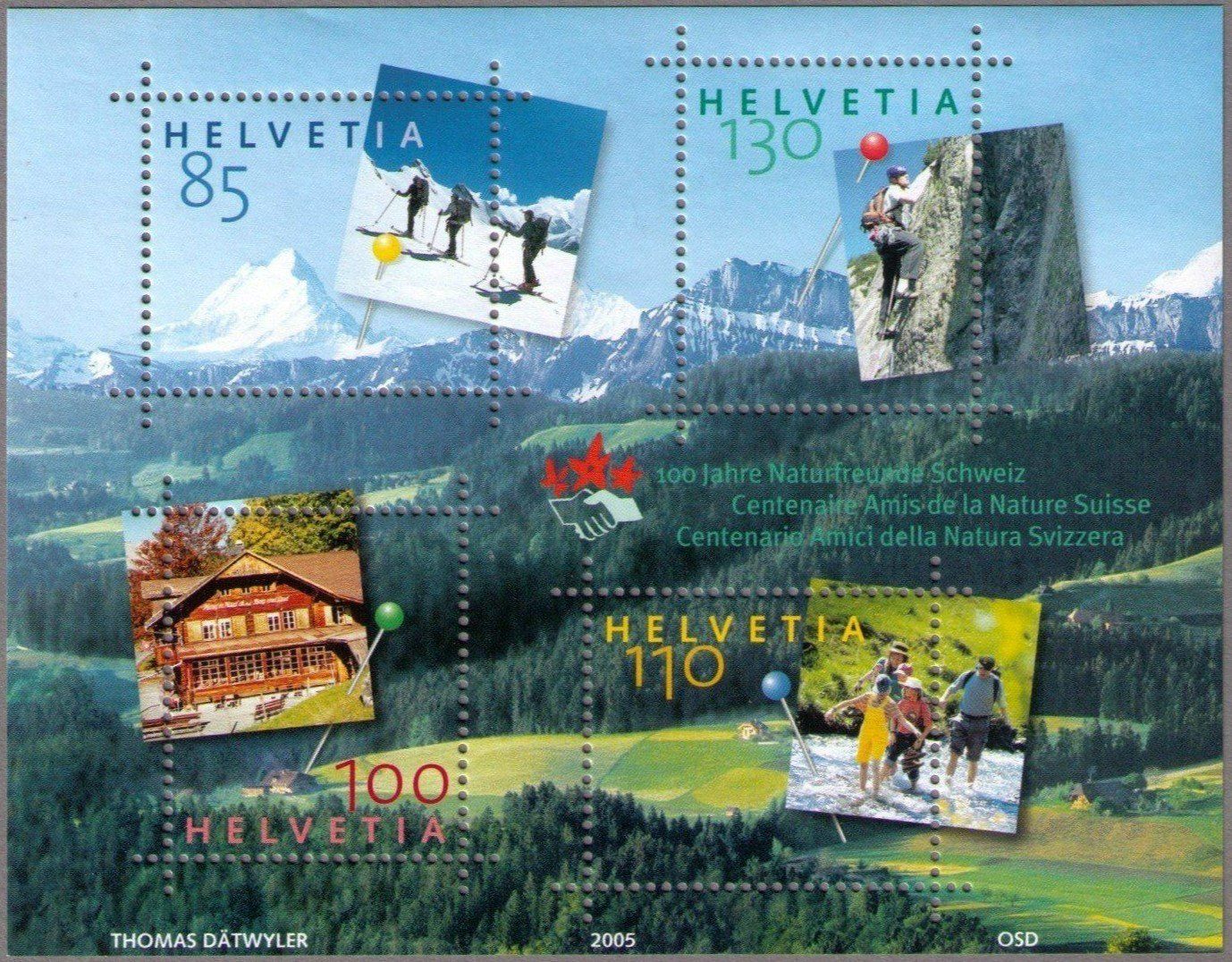 Alle Briefmarken: 2005 100 Jahre Naturfreunde Block ** – Gebraucht aus Unterägeri von PhilatelieStudiger